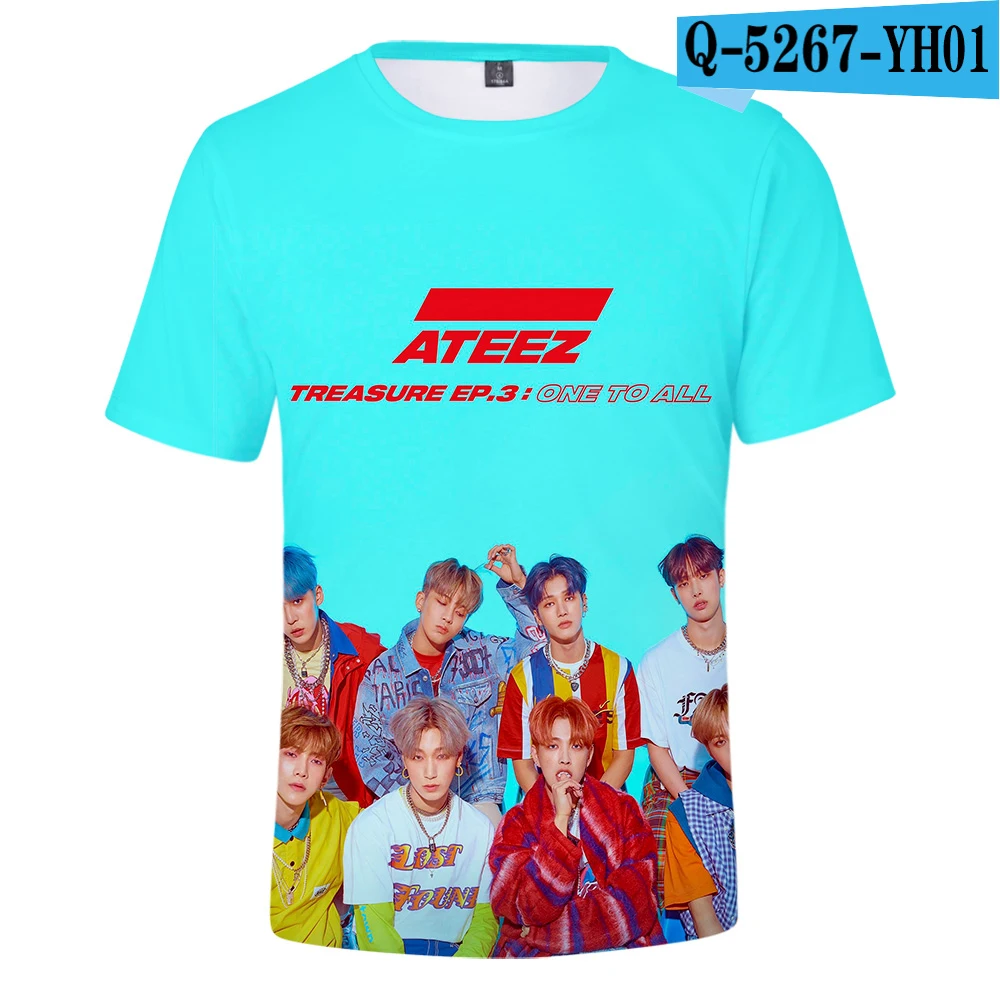 ATEEZ 3D Новые повседневные футболки Женская и мужская летняя одежда K pop Harajuku горячая Распродажа футболка с коротким рукавом плюс размер 4XL Футболка - Цвет: 3D