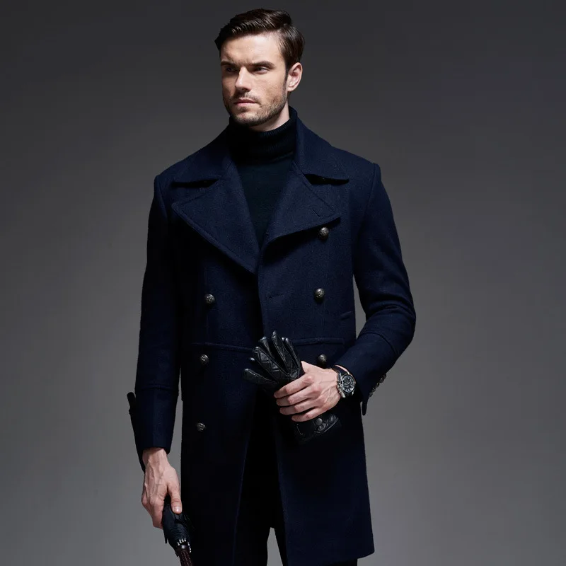 Thintenda 2017 New England Style Coat For Men Winter Long Wool Coat