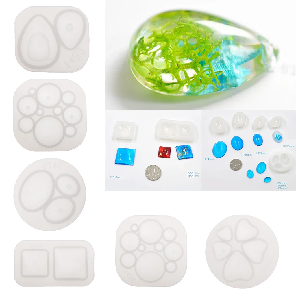 

6pcs/set Domed Cabochon Pendant Charms Silicone Epoxy Resin Casting Jewelry Making Mould for DIY Necklace Bracelet Earrings