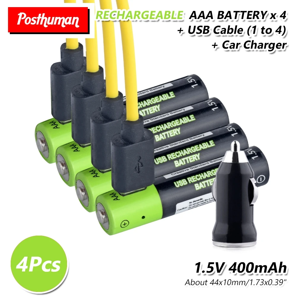 AAA USB перезаряжаемые 400 мАч Micro батарейки USB кабель зарядное устройство игрушка дистанционного литий-полимерный литий-ионный батарея
