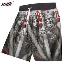 UJWI летние шорты для мужчин крутой принт череп 3d доска шорты королева и король покер повседневные шорты мужские хип хоп Эластичный пояс пляжные шорты