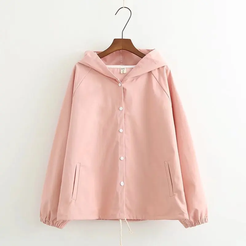 

Autumn New Ladies Loose Behind Embroidered Hooded Jacket Preppy Style Suitable For Teenage Girls Casual Jacket