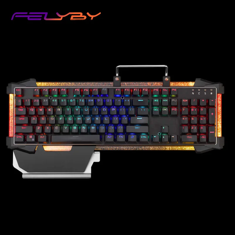 

FELYBY USB mechanical keyboard hot multicolor backlight metal game keyboard and professional ergonomics