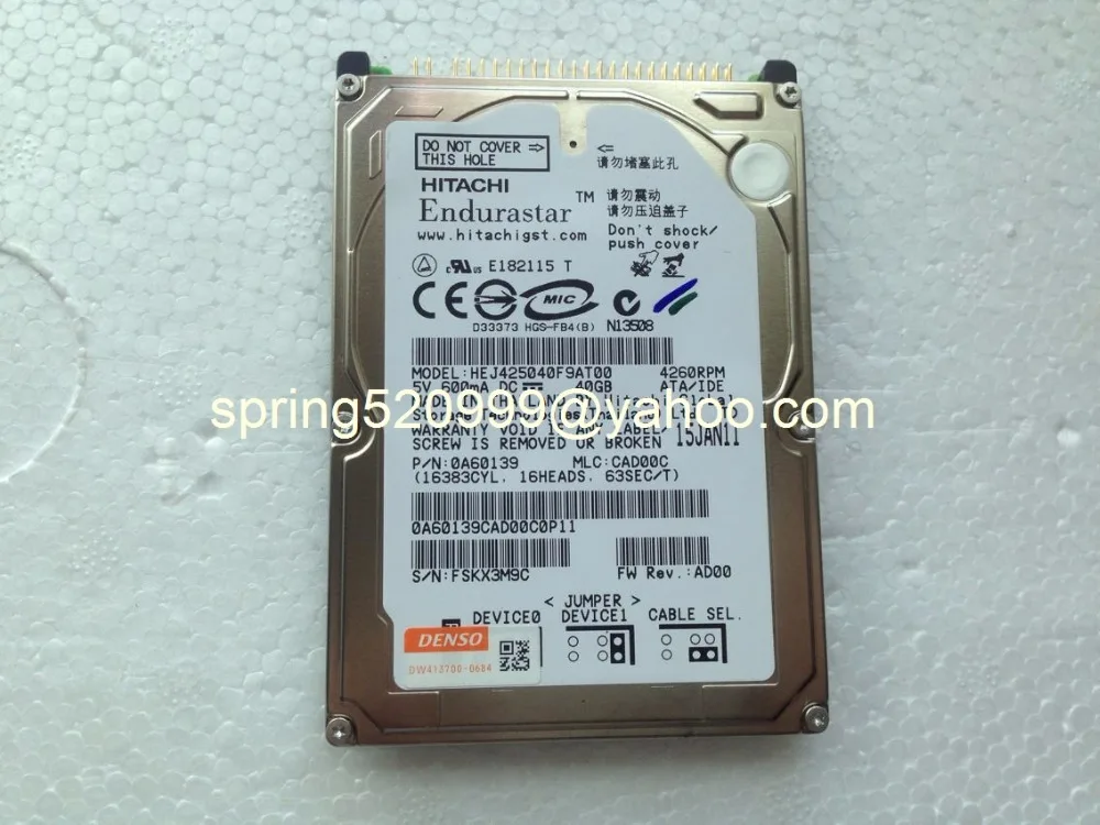 

Original 2.5Inch Disk drive HEJ425040F9AT00 40GB Car disk for Toyotta car HDD navigation radio made in Japan