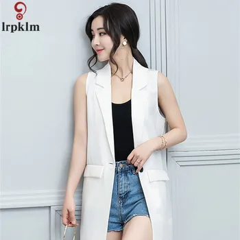 

Women's Sleeveless Jacket Chiffon Long Vest Women Summer New Sleeveless Blazer Vest Slim Long Suit Vest Tide Women's CH161