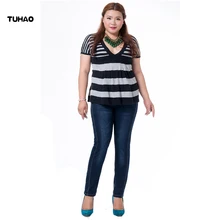 TUHAO 2017 Big plus size women blue jeans S-6XL denim pants winter autumn wear full length casual women’s jeans trousers PT24