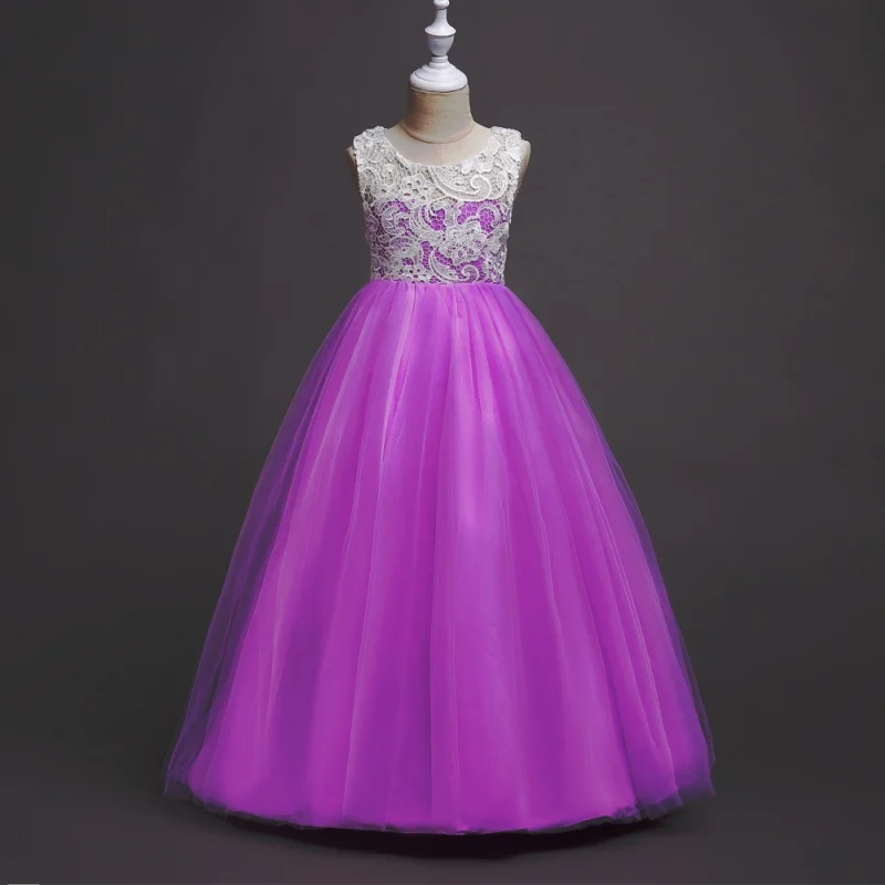 

Dress Occident New Lace Sleeveless Gauze Dragging Dress For Girl 9 Colors Perform Host Princess Dresses