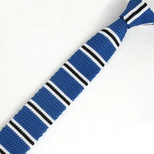 Мужские синие и белые вязаные галстуки в полоску, классический тонкий вязаный галстук, обтягивающие Вязаные Галстуки мальчишник, деловой ГАЛСТУК ZZLD104