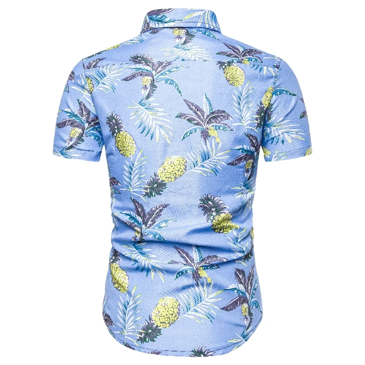 Пляжные рубашки 2019 Летняя мода camisa masculina кокосовое дерево с принтом короткий рукав на пуговицах Гавайские рубашки мужские большие размеры