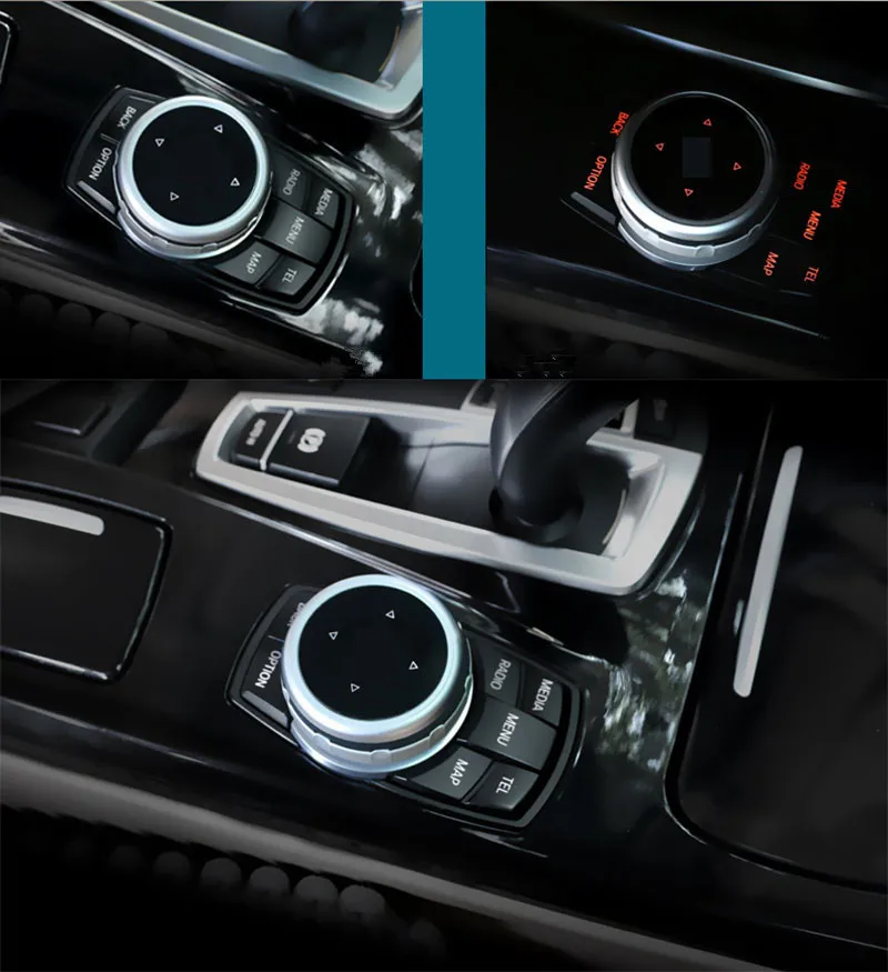 iDrive Car Multimedia Buttons Cover M Emblem Stickers for BMW X1 X3 X5 X6 F30 E90 E92 F10 F18 F11 F07 GT Z4 F15 F16 F25 E60 E6112