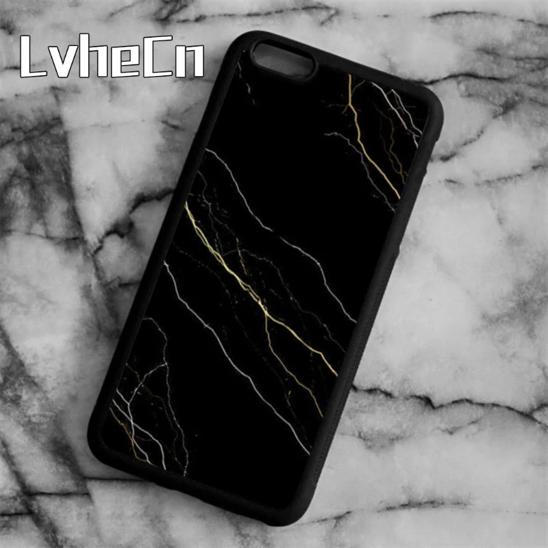 LvheCn черный и золотой мраморный чехол для телефона iPhone 5 6 6s 7 8 plus 11 pro X XR XS max samsung S6 S7