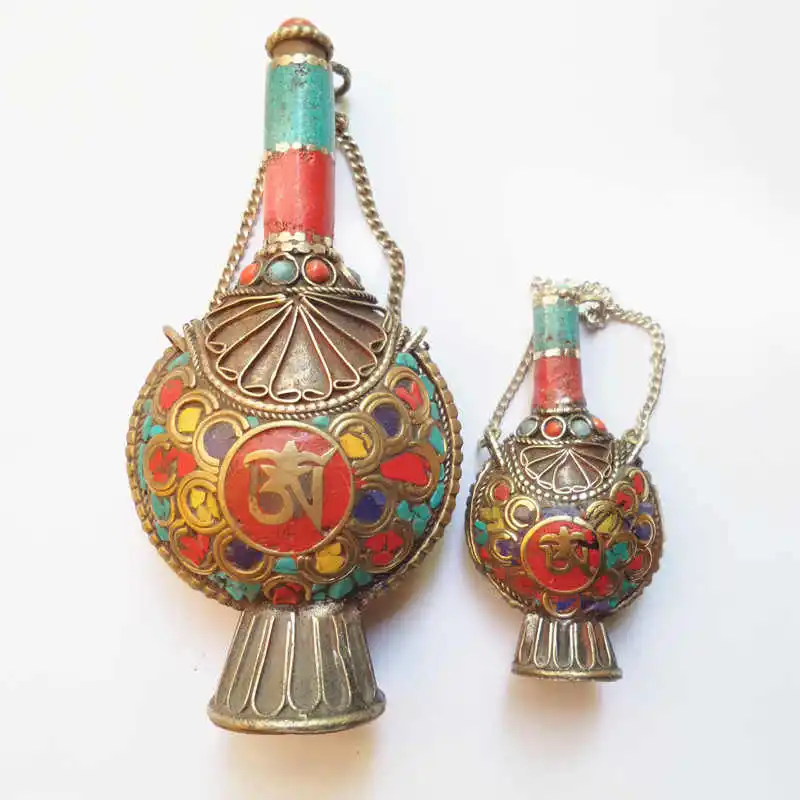 

BYH048 непальская Бутылка табак тибетские Ом амулетные Подвески тибетские коллекционные вилки искусство