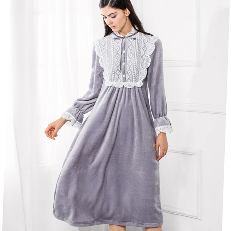 

Velvet Sleepwear Women Nightgown L Winter Nightdress Nightwear