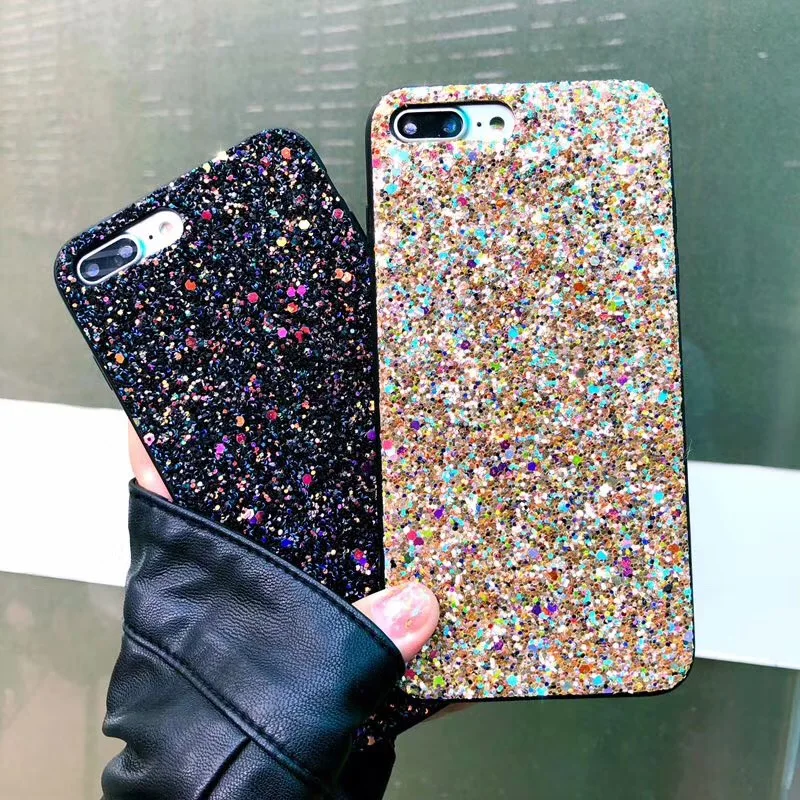 Роскошный Блестящий Матовый чехол с блестками для iPhone 7 6 6S Plus 8 задняя крышка X XR XS