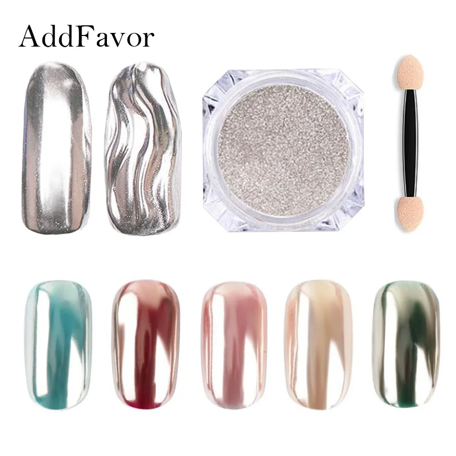

Addfavor Chrome Nail Powder Glitter Nail Art Pigment Powder Shiny Mirror Effect For Nails Design Decoration French Manicure