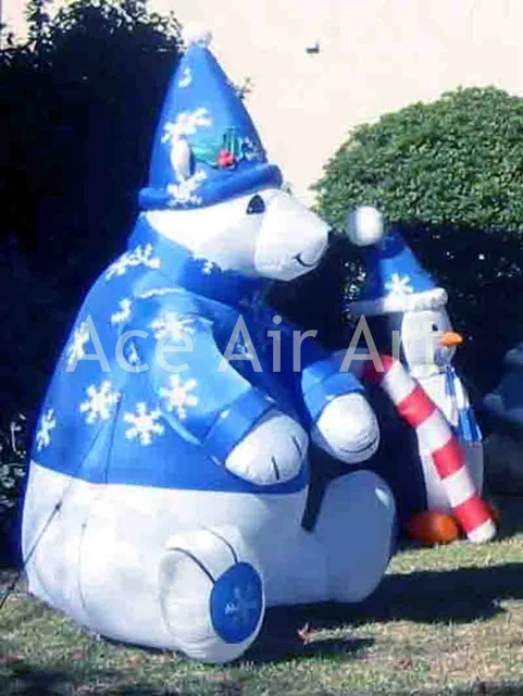 outdoor xmas inflatable sitting polar bear in nice cloth for decoration with a cane - Outdoor Polar Bear Christmas Decorations outdoor xmas inflatable sitting polar bear in nice cloth for decoration with a cane - Outdoor Polar Bear Christmas Decorations