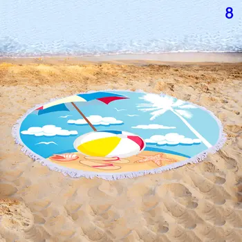 

Quick-dry Round Colorful Floral Print Beach Towel with Tassel WXV Sale