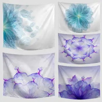 

Watercolor Style Lotus Geometric Pattern Tapestry Peach Skin Material Home Decoration Camping Cloth Tablecloth Blanket Wholesale