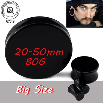 

BOG-Pair Big Large Size High Polished Black Acrylic Double Flare Saddle Ear Tunnels Plugs Stretcher Expanders Earlets Gauge