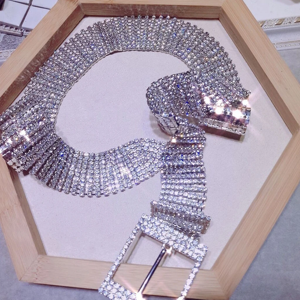Модный Блестящий кристалл пояс Женский 10 строк Полный Стразы Блестящий Пояс повседневное праздничное платье пояс-цепочка на талию Лидер продаж ремни