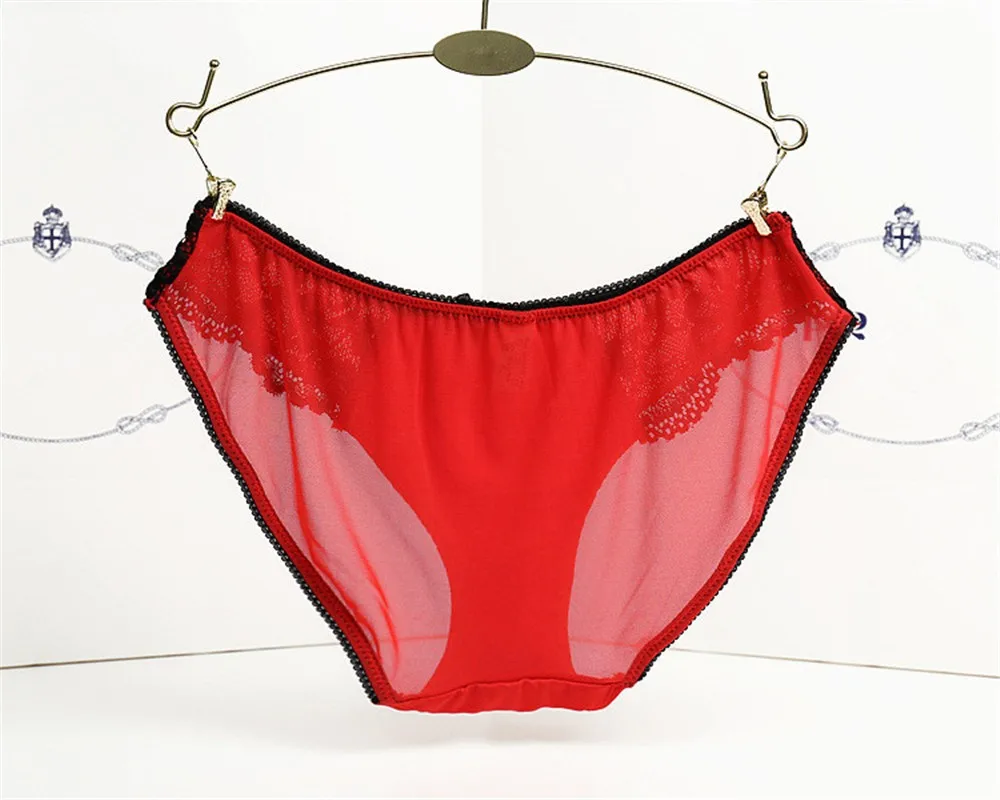 Mainland Plus Size XL  Lace Soft Briefs Women Lace Flower Sexy Panties Transparent Patterned Underwear Seamless Briefs (9)