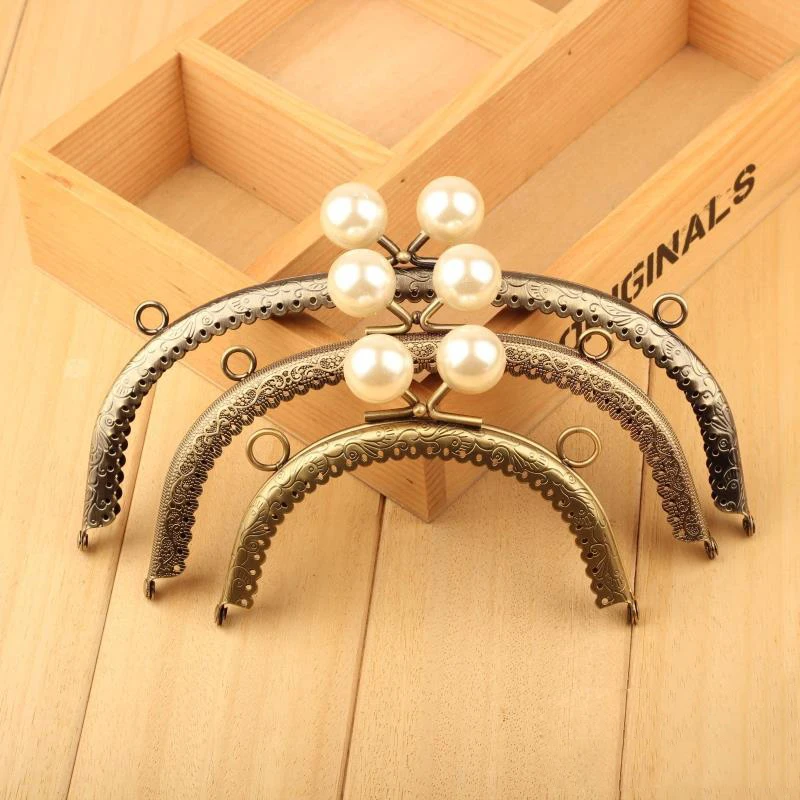 

8.5cm-20cm Bronze Metal Coin Purse Frame Pearl Head Kiss Clasp for DIY Handmade Bag Frame Handles Accessories KZ151324