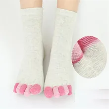 Рекомендуем! Женские носки с 5 пальцами, 5 пар/лот, модные женские однотонные носки с пятью пальцами, тренер пальцев, хлопковые носки