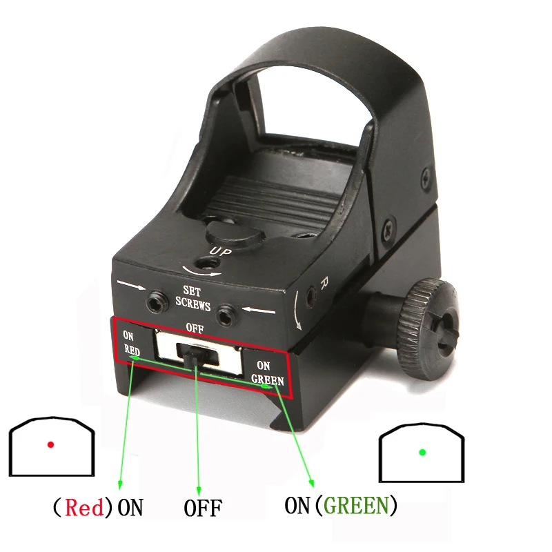 Askco красный и зеленый точечный прицел тактический мини оружейный прицел голографический красный зеленый точечный рефлекторный прицел для охоты