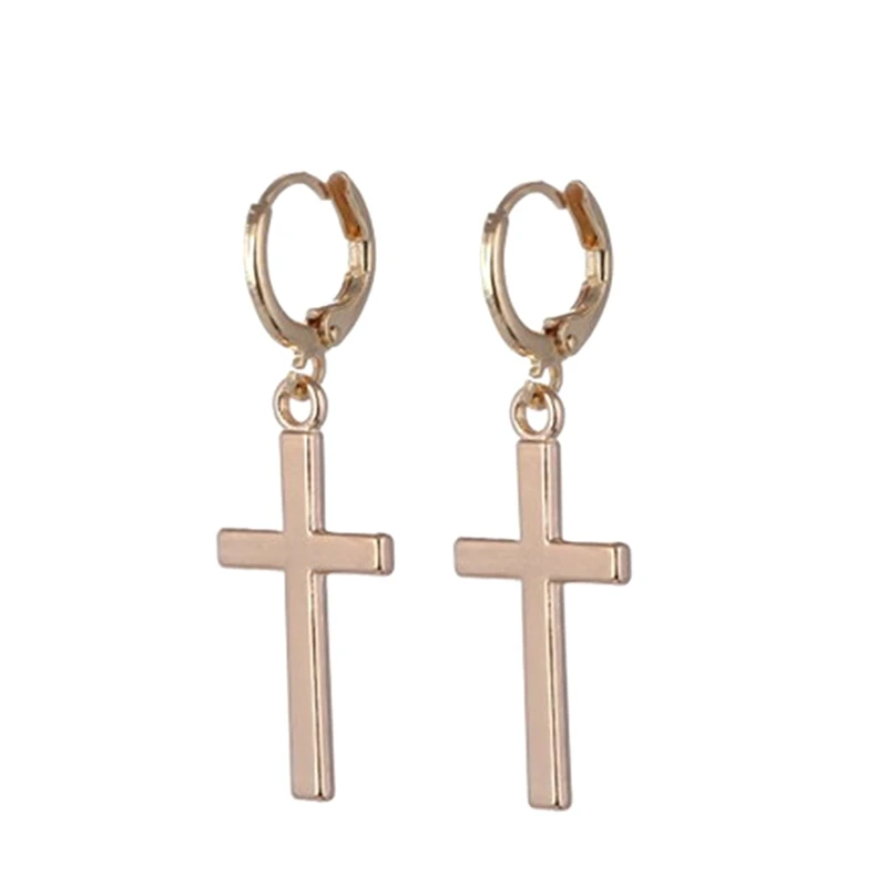 

Mode Style New Fashion Women Costume Jewelry Drop Earrings Cross Shape Vintage Silver Gold Color For Women Crosses Earring Gifts