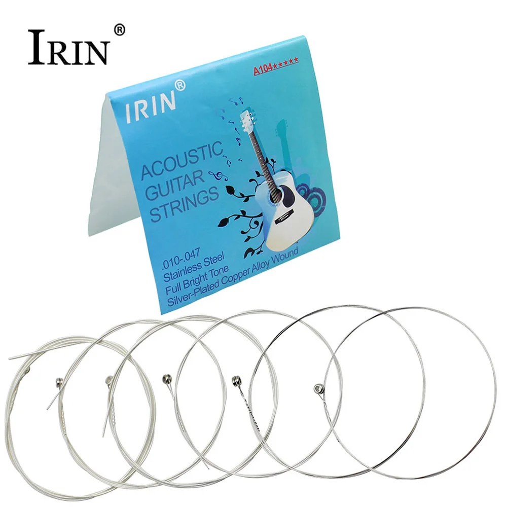 2sets! IRIN Stainless Steel Acoustic Guitar Strings Set 0.010 0.047
