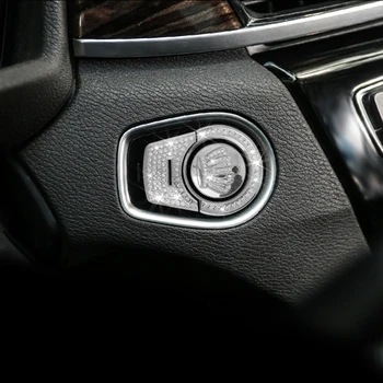 

Car styling 3pcs Silver Diamond Style Engine Start Button Cover Decoration Trim For BMW X1 F48 16-2017