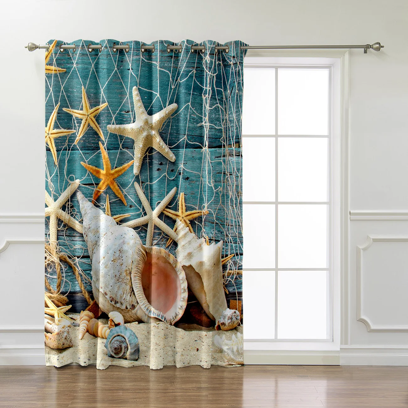 Cortinas de tratamiento de ventana de playa de concha de estrella de mar cortinas de Valance sala de estar Blackout cocina dormitorio tela decoración interior niños ventana