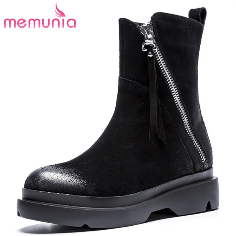 MEMUNIA/Размер 33-40 2020 г. Новые Модные ботильоны на молнии женские демисезонные