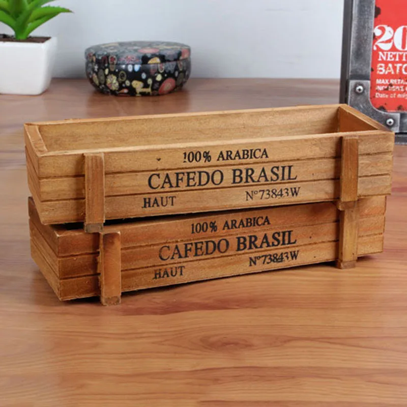 1pc Antique Wooden Table Sundries Container Cosmetics Jewelry Storage Box Home Storage Box Wooden Jewelry Holder