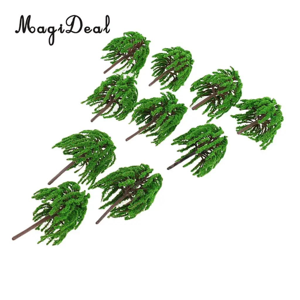 MagiDeal 10Pcs/Pack 1:75 Plastic Willow Trees Model Train Railway Railroad Park Garden Scene Scenery Layout Landscape HO OO