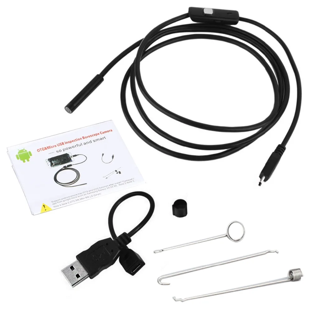 Флуреон USB 5 мм Мини эндоскоп 6 светодиодов бороскоп гибкий 0.3MP водонепроницаемый