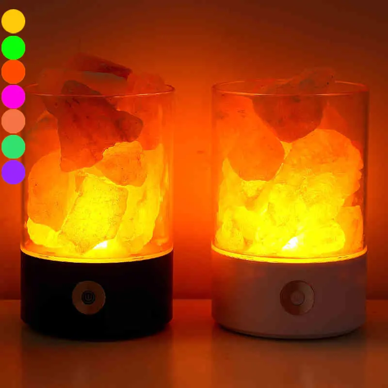 

USB Night Light Himalayan Crystal Rock Salt Lamp Air Purifier Night Lights Home Office Decor @8 WWO66