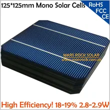 100 шт./лот 125x125 мм монокремниевые солнечные батареи, класс А, 19% высокая эффективность, 2,9 Вт 0,5 в каждый, используется для DIY солнечной панели