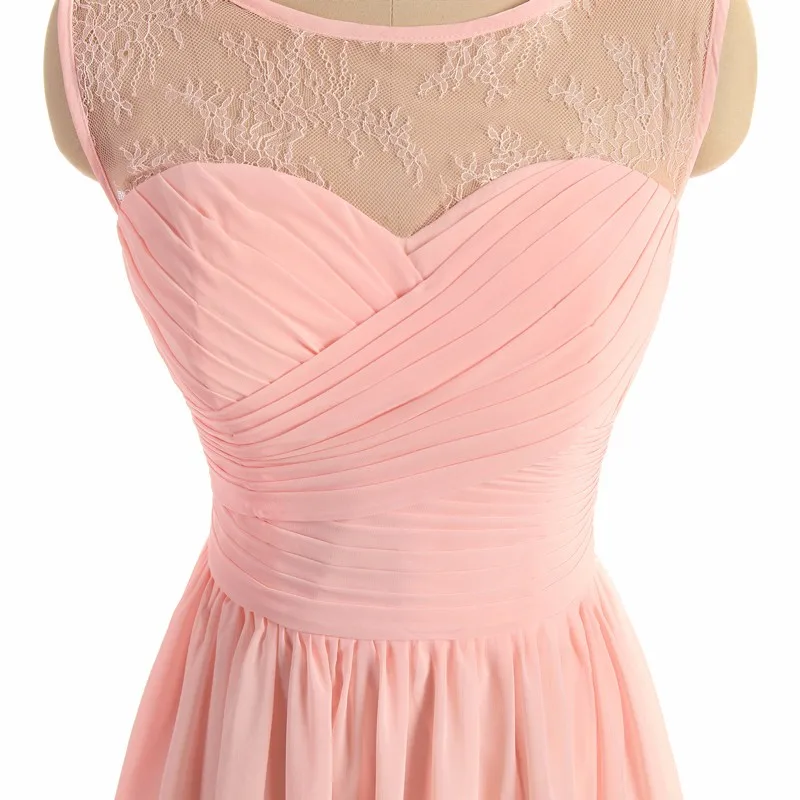 A-line Floor Length Pink Bridesmaid Dress