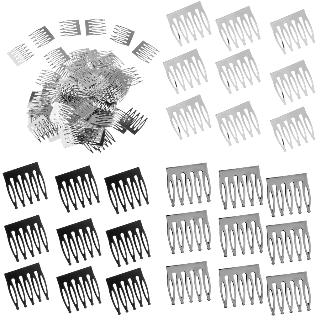 

100Pcs Mini 5 Teeth Metal Hair Clip Combs Hair Decor for Dolls Accessories