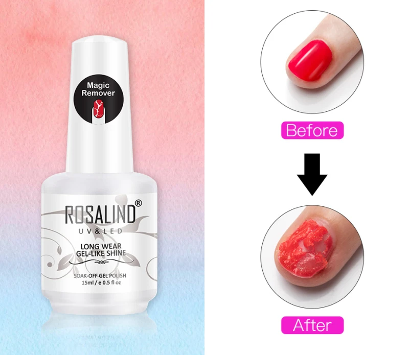 ROSALIND New Burst Magic Remove Nail Polish Soak Off Gel Acrylic Clean Degreaser Nail Remover Gel Polish Remover 15ml TSLM1
