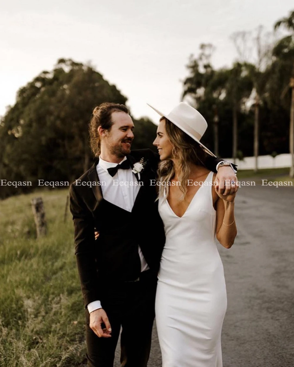 US $89.70 Mermaid Wedding Dresses 2020 Sexy V Neck Open Back Stretch Satin Wild Country Wedding Dress Bridal Gowns Cheap Custom