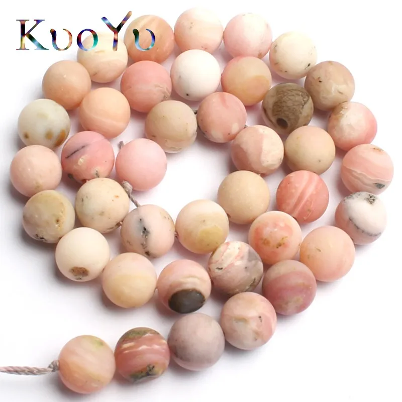 

Natural Matte Dull Polish Pink Opal Stone Beads Round Loose Spacer Beads For Jewelry Making DIY Bracelet Necklace 15"6/8/10/12mm