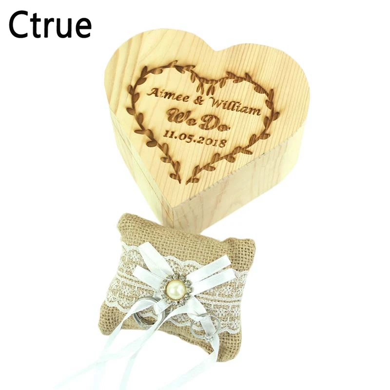 

Custom wedding date box engraved wood WE DO wedding ring box with ring pillow Personalized Rustic Wedding Ring Bearer Box holder