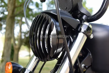 

Motorcycle 5 3/4" Aluminium Black Headlight Grill Cover Kit Fits For Harley Sportster 883 XL1200 From 2004 To 2014 Iron New
