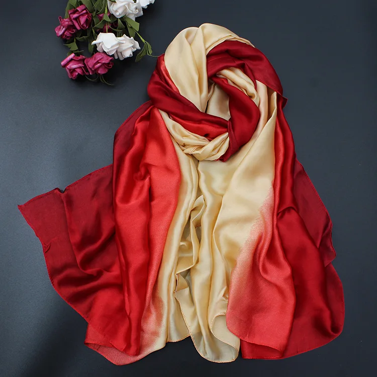 [RUNMEIFA] Модный женский шелковый шарф foulard femme мягкий тонкий сплошной пляжный парео bufanda хиджаб шали пляжное полотенце - Цвет: 9