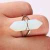 New Fluorite Purple Crysta Rose Pink Quartz Opal Clear Crystal Howlite Stone Onyx Bicone Bead Faceted Steel Wire Winding  Ring 6