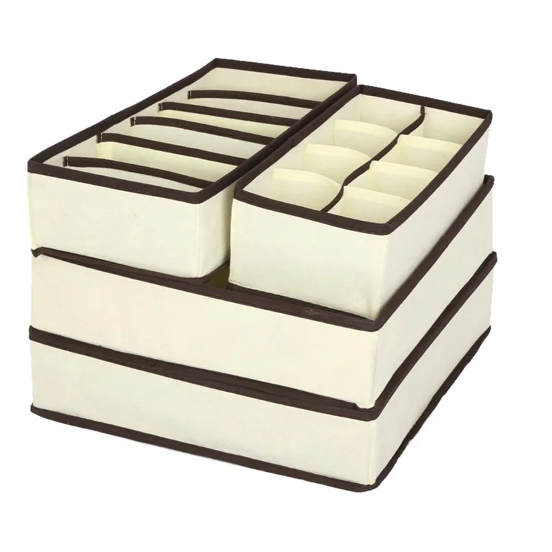 

4pcs Multi-size Bra Underwear Organizer Foldable Home Storage Box Non-woven Organizador Drawer Closet Organizer For Scarfs Socks