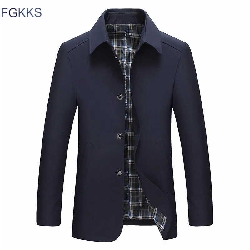 FGKKS Autumn Men Trench Coats Men Casual Thin Solid Color Jackets Single Breasted Trench Coats Comfortable Trench Coat Male FGKKS Autumn Men Trench Coats Men Casual Thin Solid Color Jackets Single Breasted Trench Coats Comfortable Trench Coat Male
