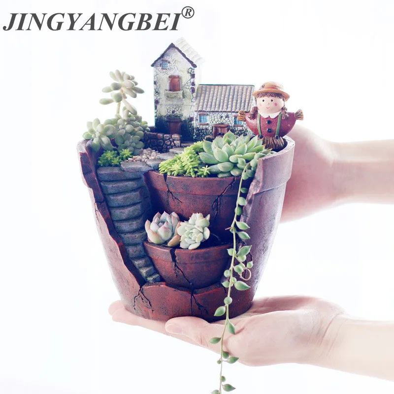 Resin Flower Pot Sky garden Plants vase Succulent Plants Planter Pot Mini Bonsai Cactus Home Decoration